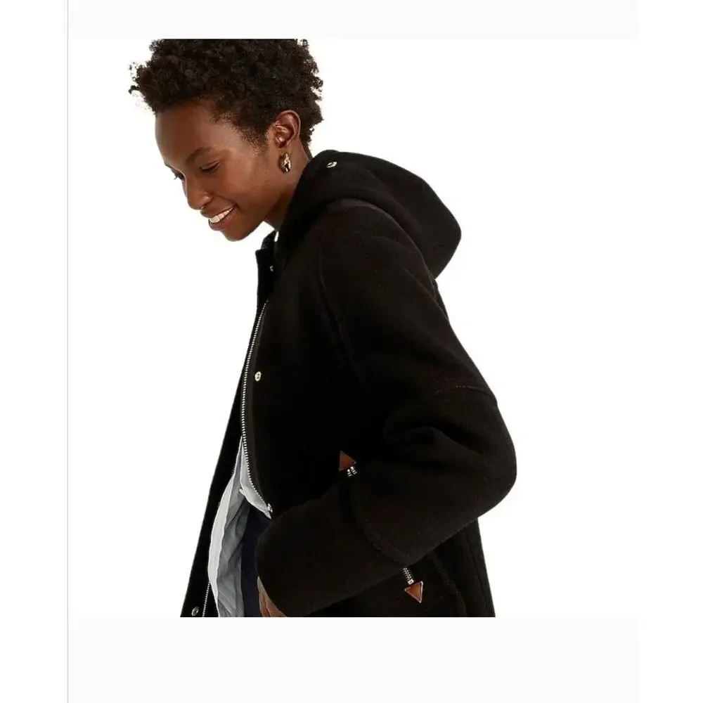 J Crew Chateau Parka Italian 4 4T Tall Black Stadium Cloth Wool J8374 J.Crew - Picture 4 of 8